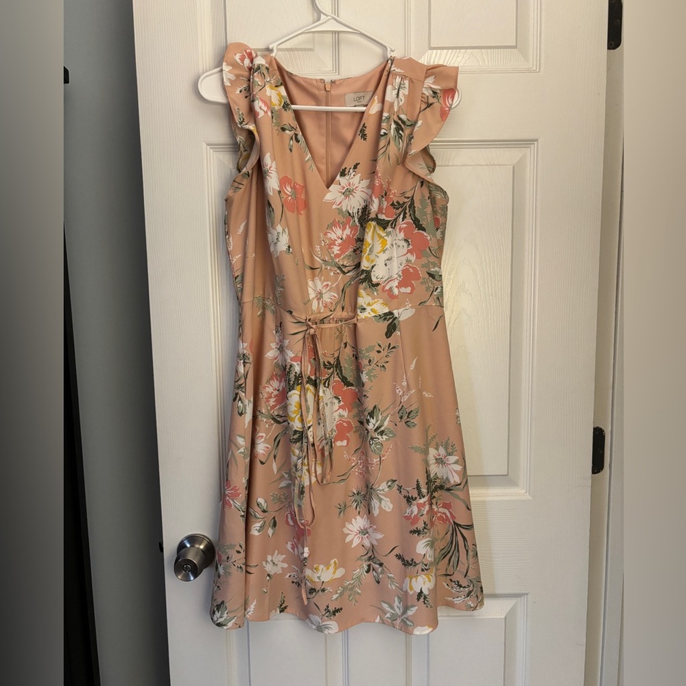 LOFT Light Pink Floral Dress